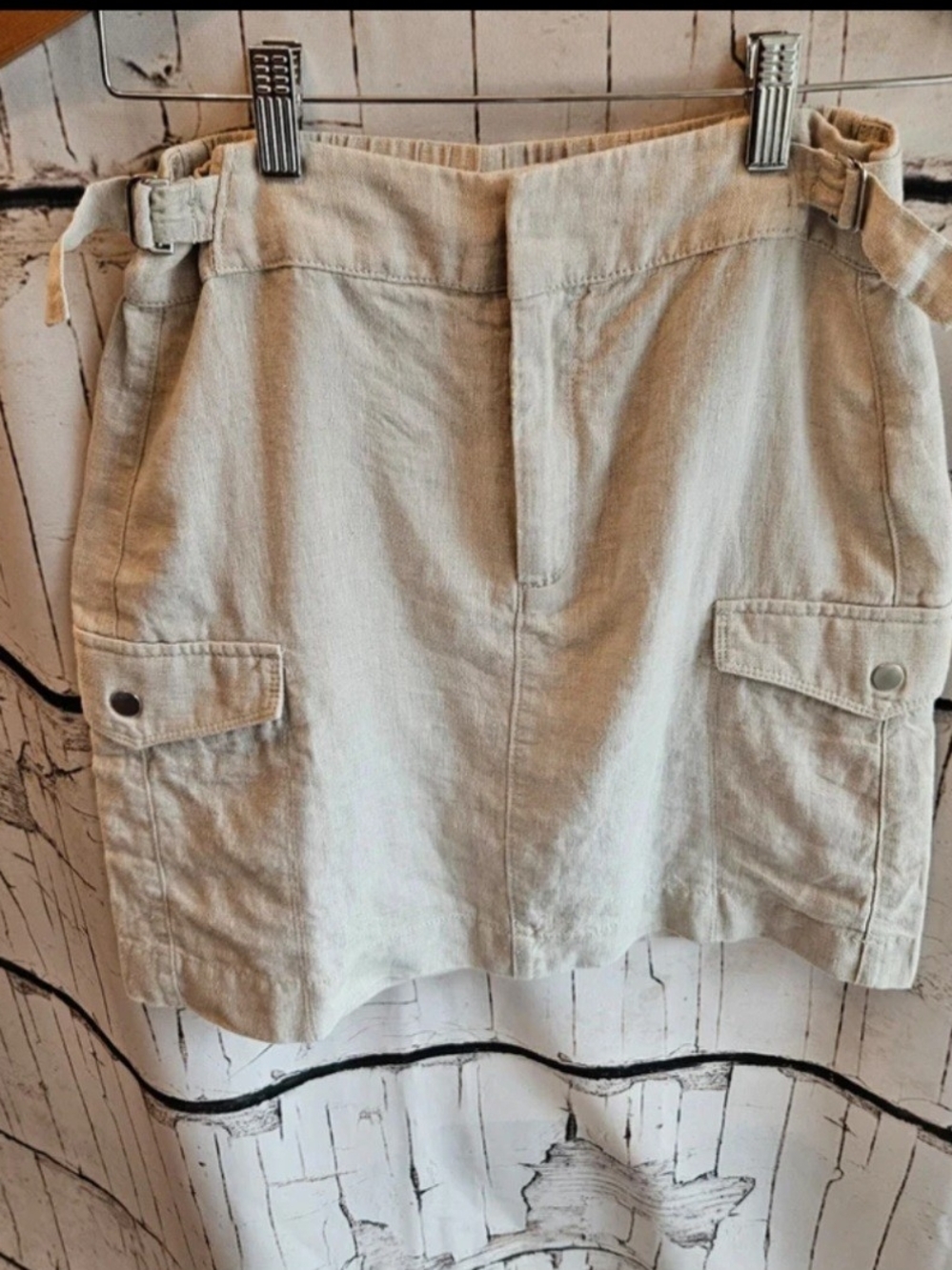 Athleta Linen Blend Utility Cargo Mini Skirt Women's Size 2 Adjustable Waist